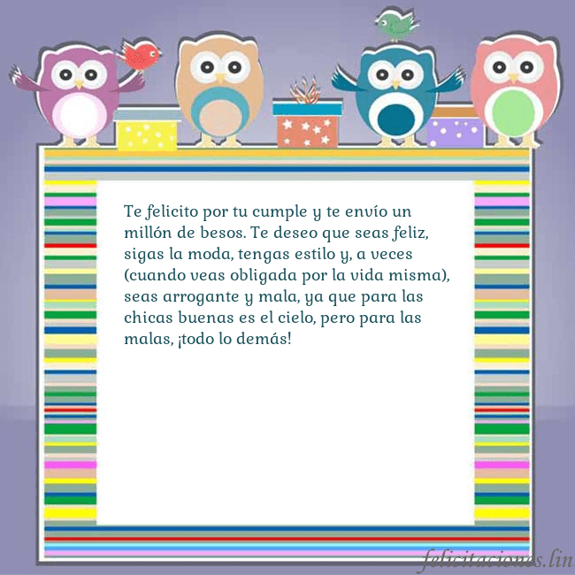 Tarjeta con búhos Te felicito por tu cumple y te envío un millón de  Tarjeta con búhos
