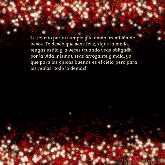 Postal animada intermitente negro-rojo Te felicito por tu cumple y te envío un millón de  Postal animada intermitente negro-rojo