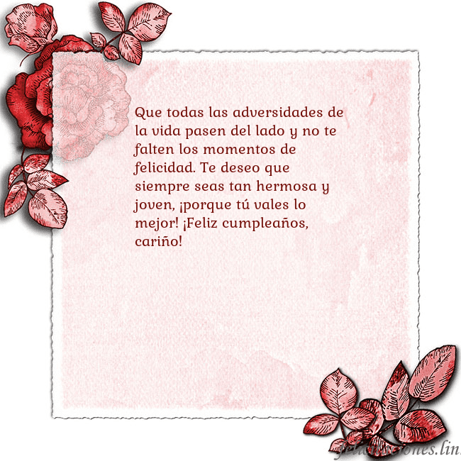 Tarjeta de cumpleaños vintage con rosas rojas Que todas las adversidades de la vida pasen del la Tarjeta de cumpleaños vintage con rosas rojas