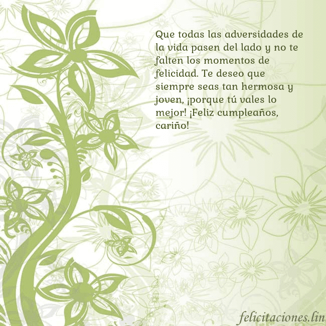 Tarjeta de cumpleaños con flores pintadas de verde Que todas las adversidades de la vida pasen del la Tarjeta de cumpleaños con flores pintadas de verde