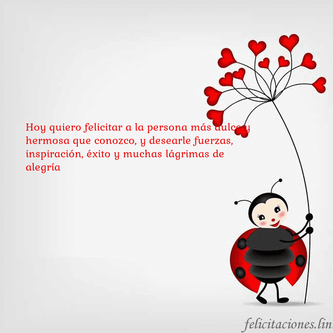 Tarjeta con mariquita Hoy quiero felicitar a la persona más dulce y herm Tarjeta con mariquita