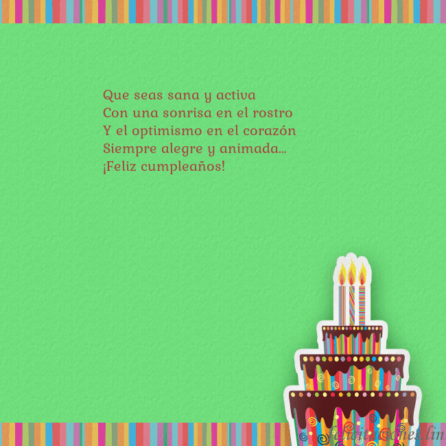 Tarjetas de cumpleaños verde con pastel y vela