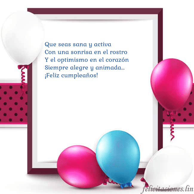 Tarjeta con globos Que seas sana y activa
Con una sonrisa en el rostr Tarjeta con globos