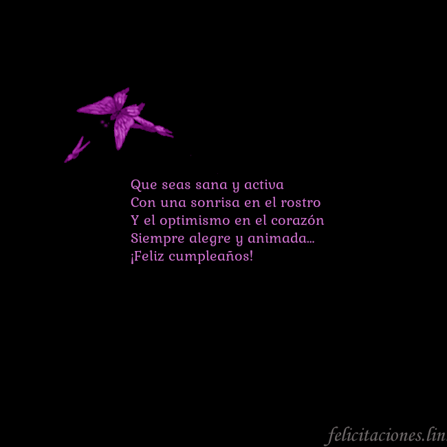 Tarjeta de cumpleaños con mariposas volando Que seas sana y activa
Con una sonrisa en el rostr Tarjeta de cumpleaños con mariposas volando