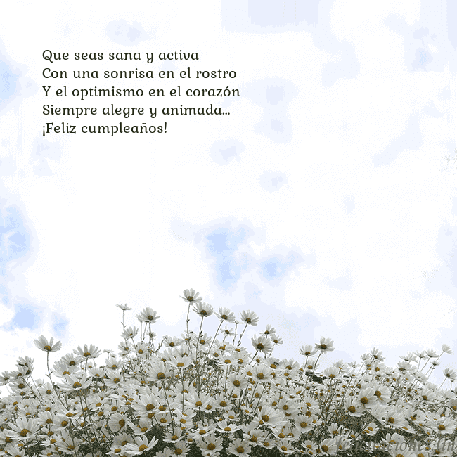 Tarjeta de cumpleaños con margaritas Que seas sana y activa
Con una sonrisa en el rostr Tarjeta de cumpleaños con margaritas