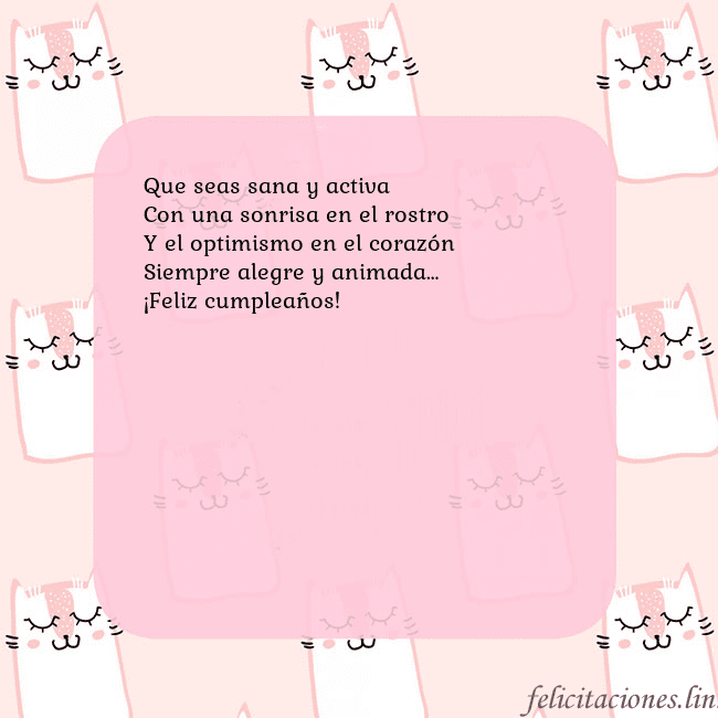 Tarjeta de cumpleaños rosa con gatos divertidos Que seas sana y activa
Con una sonrisa en el rostr Tarjeta de cumpleaños rosa con gatos divertidos