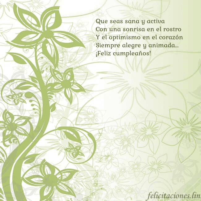 Tarjeta de cumpleaños con flores pintadas de verde Que seas sana y activa
Con una sonrisa en el rostr Tarjeta de cumpleaños con flores pintadas de verde