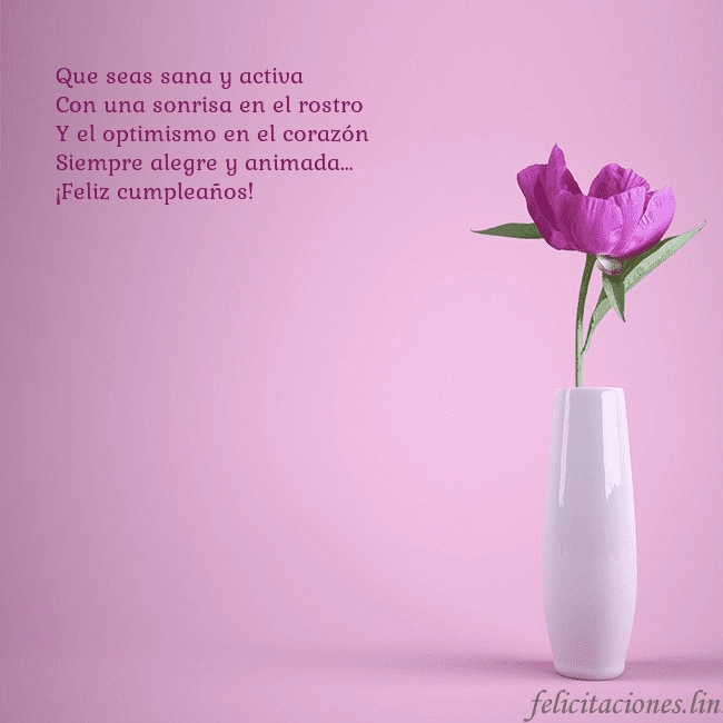 Postal electrónica con peonía en jarrón Que seas sana y activa
Con una sonrisa en el rostr Postal electrónica con peonía en jarrón