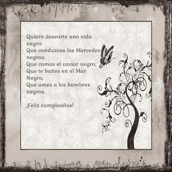 Tarjeta de cumpleaños nostálgica Quiero desearte una vida negra:
Que conduzcas los Tarjeta de cumpleaños nostálgica