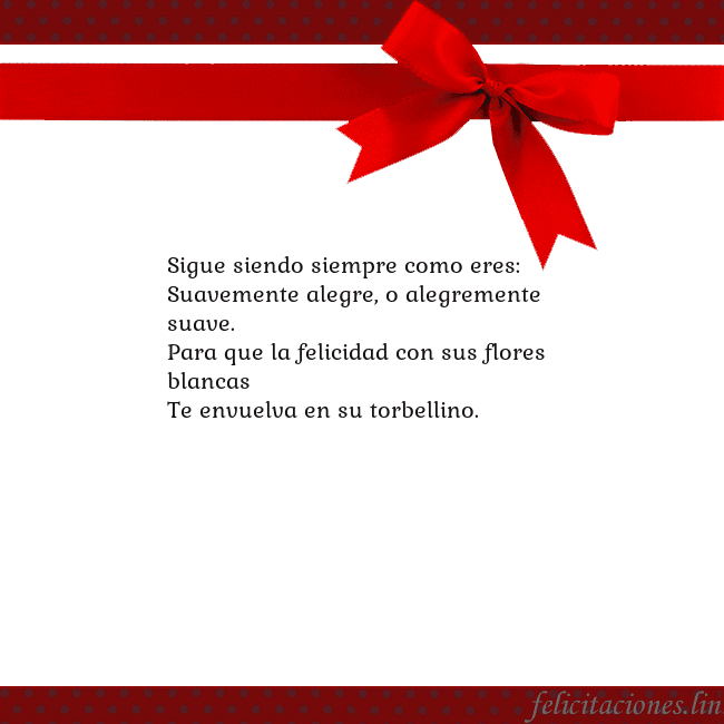 Tarjeta con cinta roja Sigue siendo siempre como eres:
Suavemente alegre, Tarjeta con cinta roja