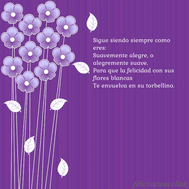 Tarjeta con flores violetas Sigue siendo siempre como eres:
Suavemente alegre, Tarjeta con flores violetas