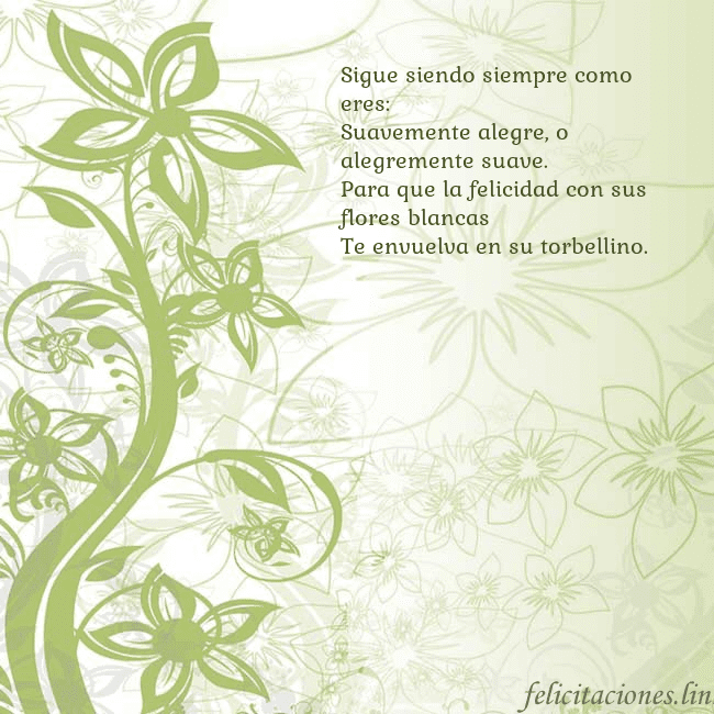 Tarjeta de cumpleaños con flores pintadas de verde Sigue siendo siempre como eres:
Suavemente alegre, Tarjeta de cumpleaños con flores pintadas de verde