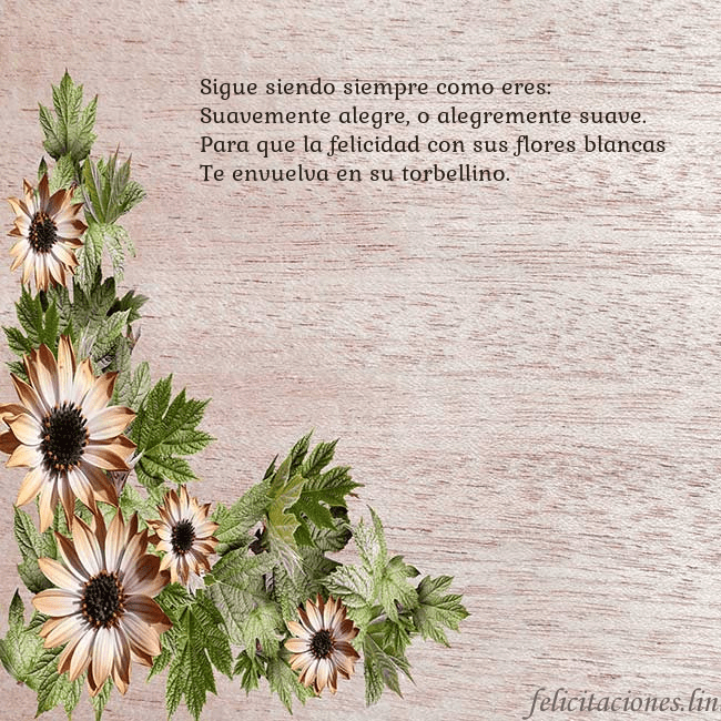 Tarjeta de cumpleaños con flores marrones Sigue siendo siempre como eres:
Suavemente alegre, Tarjeta de cumpleaños con flores marrones