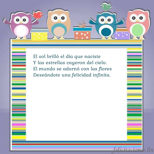 Tarjeta con búhos El sol brilló el día que naciste
Y las estrellas c Tarjeta con búhos