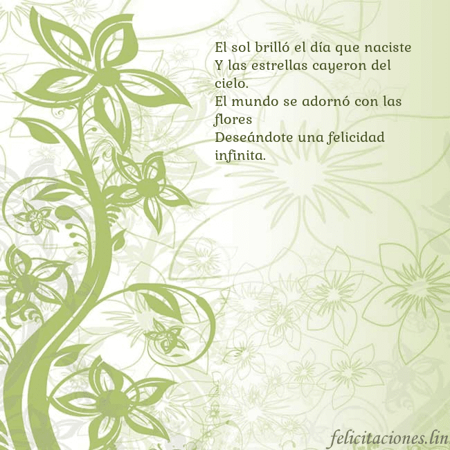 Tarjeta de cumpleaños con flores pintadas de verde El sol brilló el día que naciste
Y las estrellas c Tarjeta de cumpleaños con flores pintadas de verde
