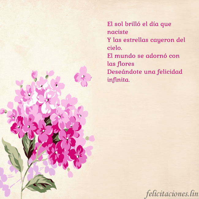 Tarjeta de cumpleaños con hortensias pintadas El sol brilló el día que naciste
Y las estrellas c Tarjeta de cumpleaños con hortensias pintadas