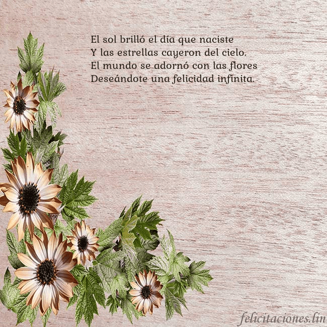 Tarjeta de cumpleaños con flores marrones El sol brilló el día que naciste
Y las estrellas c Tarjeta de cumpleaños con flores marrones