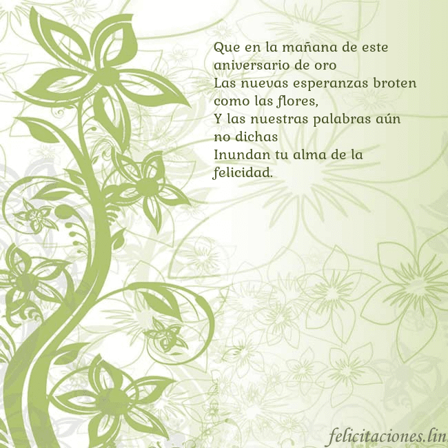 Tarjeta de cumpleaños con flores pintadas de verde Que en la mañana de este aniversario de oro
Las nu Tarjeta de cumpleaños con flores pintadas de verde