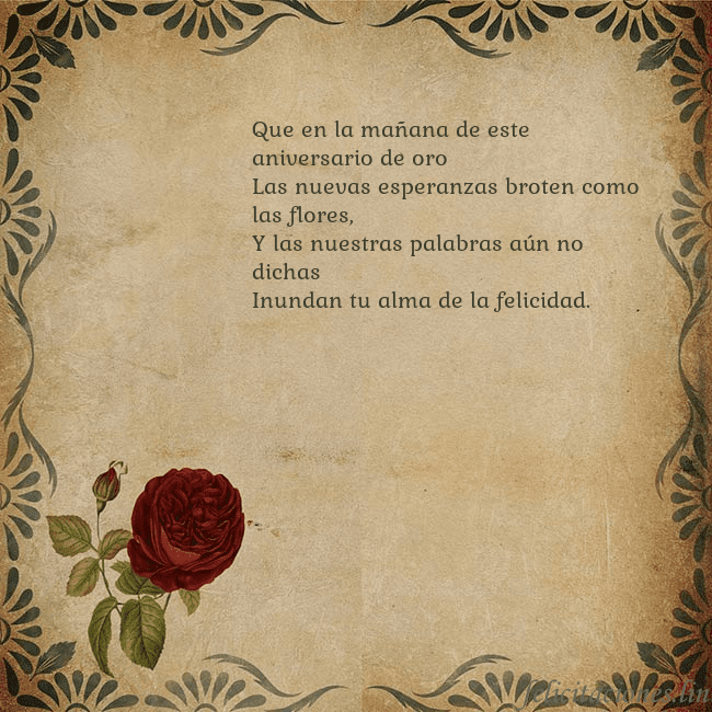 Postal vintage con una rosa Que en la mañana de este aniversario de oro
Las nu Postal vintage con una rosa
