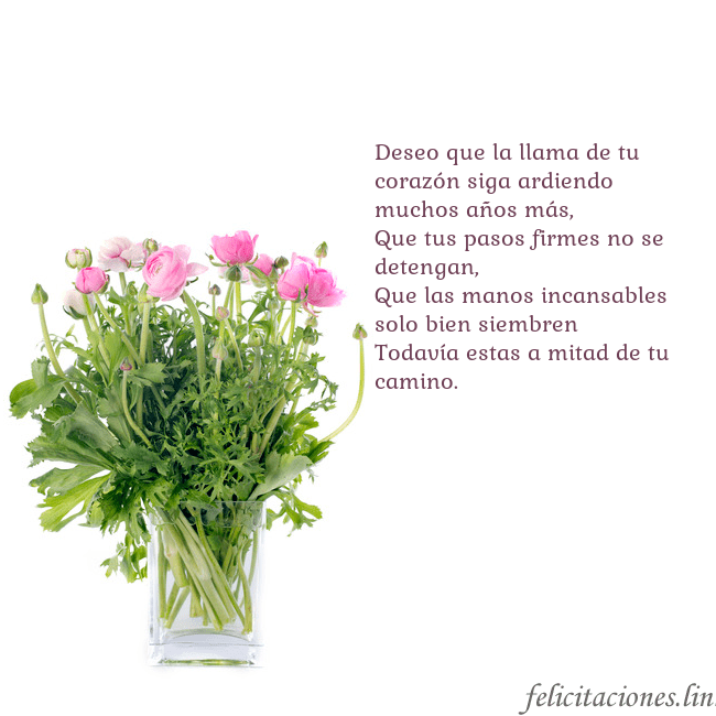 Tarjeta con flores en un jarrón Deseo que la llama de tu corazón siga ardiendo muc Tarjeta con flores en un jarrón