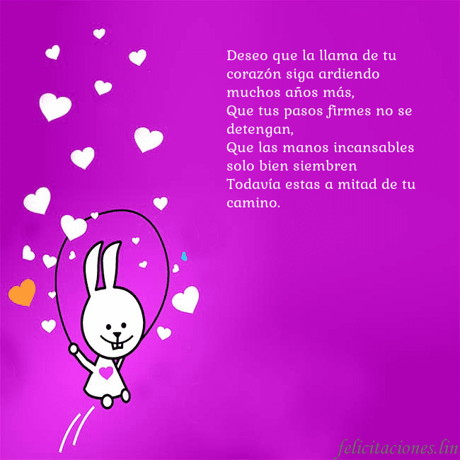 Tarjeta de cumpleaños con un gracioso conejito Deseo que la llama de tu corazón siga ardiendo muc Tarjeta de cumpleaños con un gracioso conejito