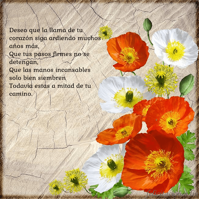 Tarjeta de cumpleaños con amapolas Deseo que la llama de tu corazón siga ardiendo muc Tarjeta de cumpleaños con amapolas