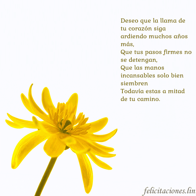 Tarjeta de cumpleaños con flor amarilla Deseo que la llama de tu corazón siga ardiendo muc Tarjeta de cumpleaños con flor amarilla