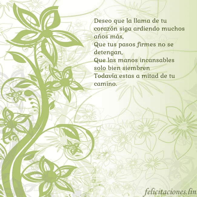 Tarjeta de cumpleaños con flores pintadas de verde Deseo que la llama de tu corazón siga ardiendo muc Tarjeta de cumpleaños con flores pintadas de verde