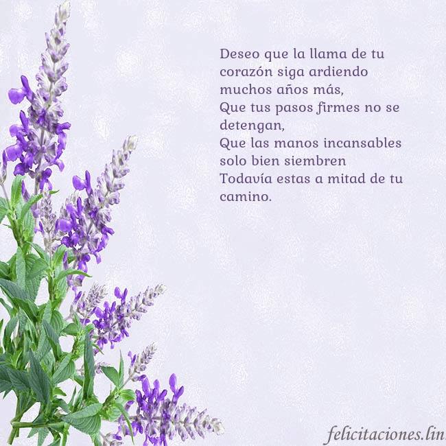 Tarjeta de cumpleaños con altramuces azules Deseo que la llama de tu corazón siga ardiendo muc Tarjeta de cumpleaños con altramuces azules