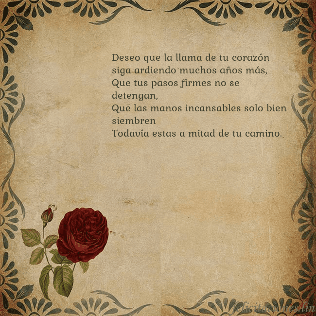 Postal vintage con una rosa Deseo que la llama de tu corazón siga ardiendo muc Postal vintage con una rosa