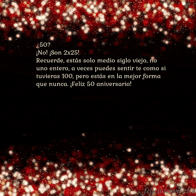 Postal animada intermitente negro-rojo ¿50?
¡No! ¡Son 2x25!
Recuerde, estás solo medio si Postal animada intermitente negro-rojo