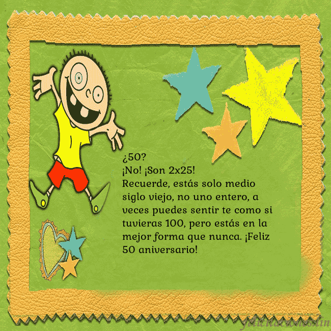 Tarjeta de cumpleaños con un chico divertido ¿50?
¡No! ¡Son 2x25!
Recuerde, estás solo medio si Tarjeta de cumpleaños con un chico divertido