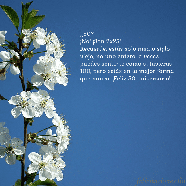Tarjeta de cumpleaños con flores de primavera ¿50?
¡No! ¡Son 2x25!
Recuerde, estás solo medio si Tarjeta de cumpleaños con flores de primavera