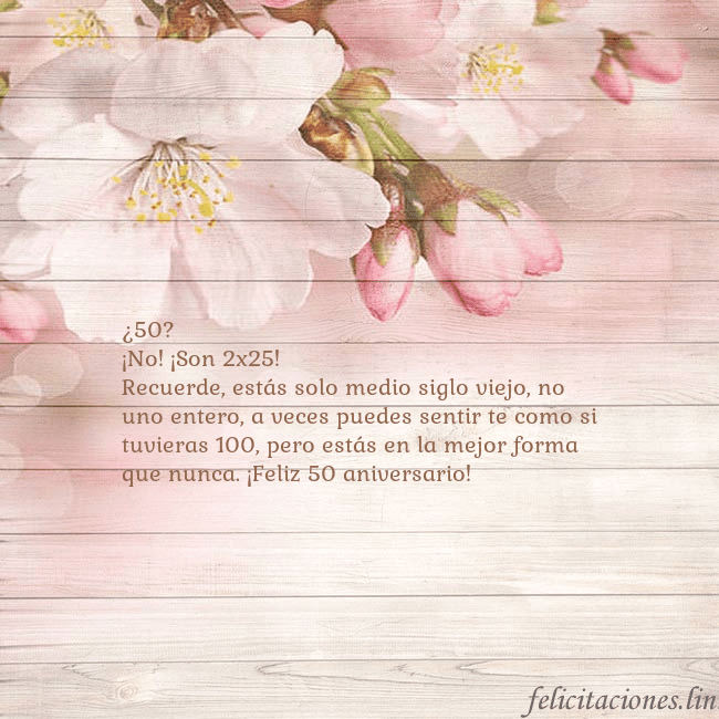 Tarjeta de cumpleaños con flores de manzana ¿50?
¡No! ¡Son 2x25!
Recuerde, estás solo medio si Tarjeta de cumpleaños con flores de manzana