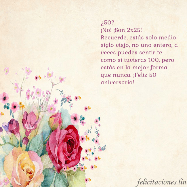 Tarjeta de cumpleaños con rosas pintadas en acuarela ¿50?
¡No! ¡Son 2x25!
Recuerde, estás solo medio si Tarjeta de cumpleaños con rosas pintadas en acuarela