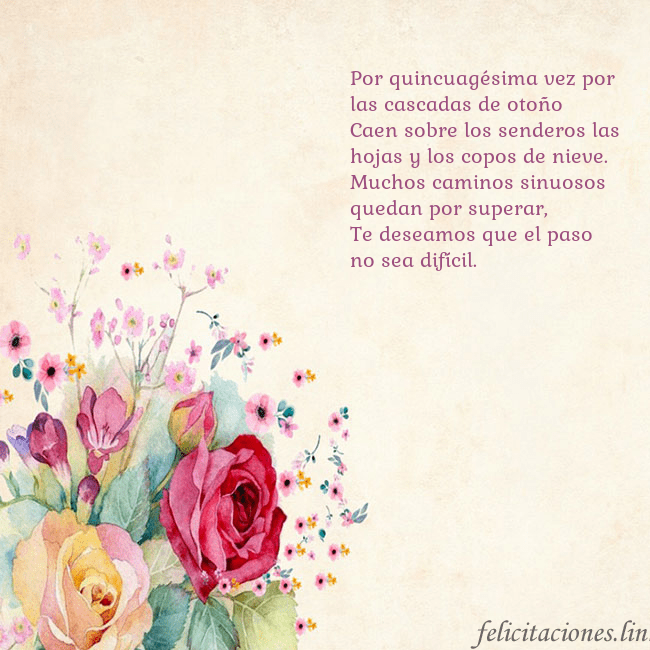 Tarjeta de cumpleaños con rosas pintadas en acuarela Por quincuagésima vez por las cascadas de otoño
Ca Tarjeta de cumpleaños con rosas pintadas en acuarela
