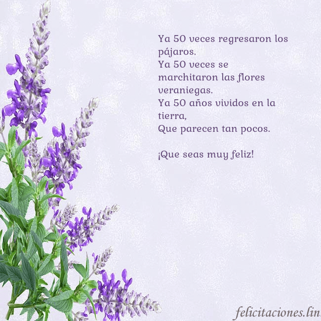 Tarjeta de cumpleaños con altramuces azules Ya 50 veces regresaron los pájaros.
Ya 50 veces se Tarjeta de cumpleaños con altramuces azules