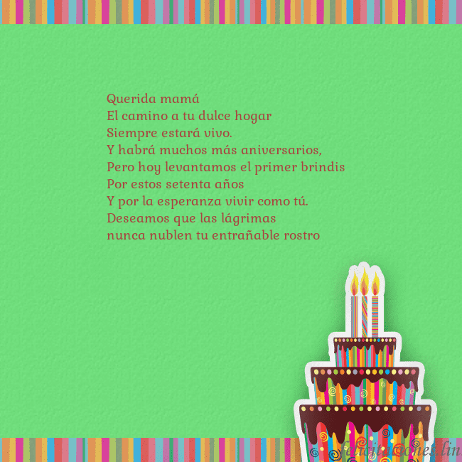 Tarjetas de cumpleaños verde con pastel y vela