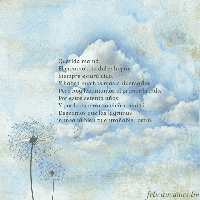 Tarjeta de cumpleaños con nubes, pelusa de leche y mariposa.
