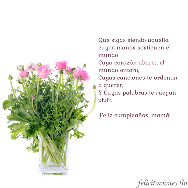 Tarjeta con flores en un jarrón Que sigas siendo aquella cuyas manos sostienen el Tarjeta con flores en un jarrón