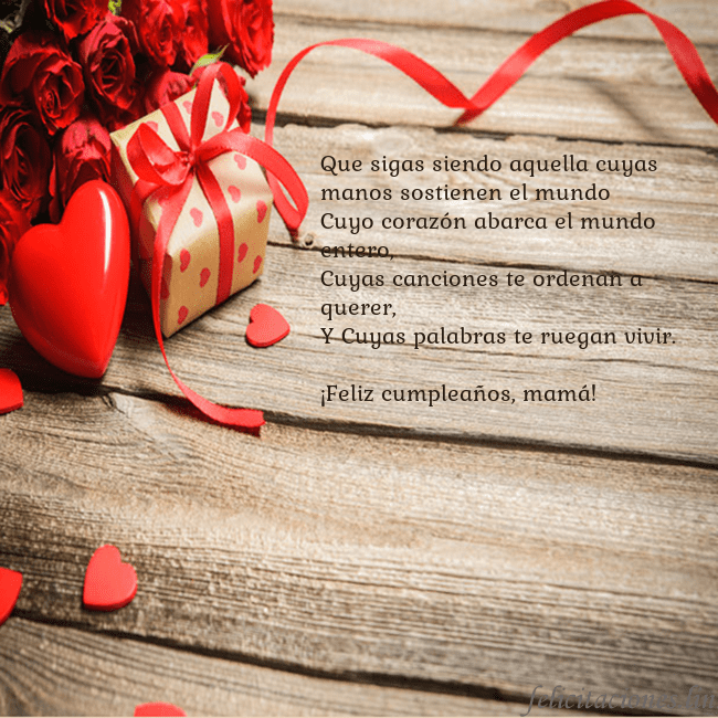 Tarjeta con con corazón rojo Que sigas siendo aquella cuyas manos sostienen el Tarjeta con con corazón rojo