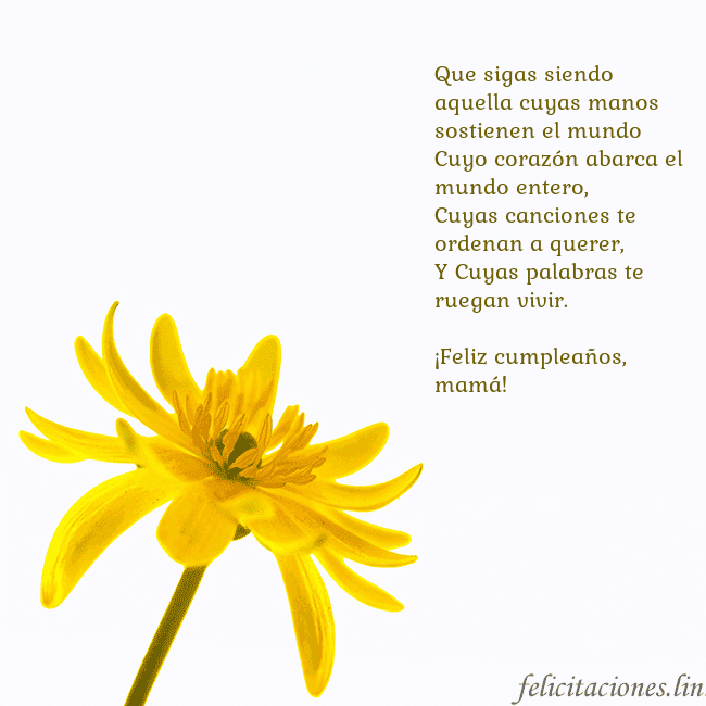 Tarjeta de cumpleaños con flor amarilla Que sigas siendo aquella cuyas manos sostienen el Tarjeta de cumpleaños con flor amarilla