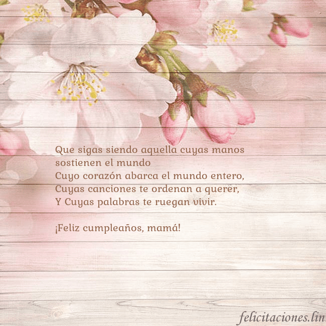 Tarjeta de cumpleaños con flores de manzana Que sigas siendo aquella cuyas manos sostienen el Tarjeta de cumpleaños con flores de manzana