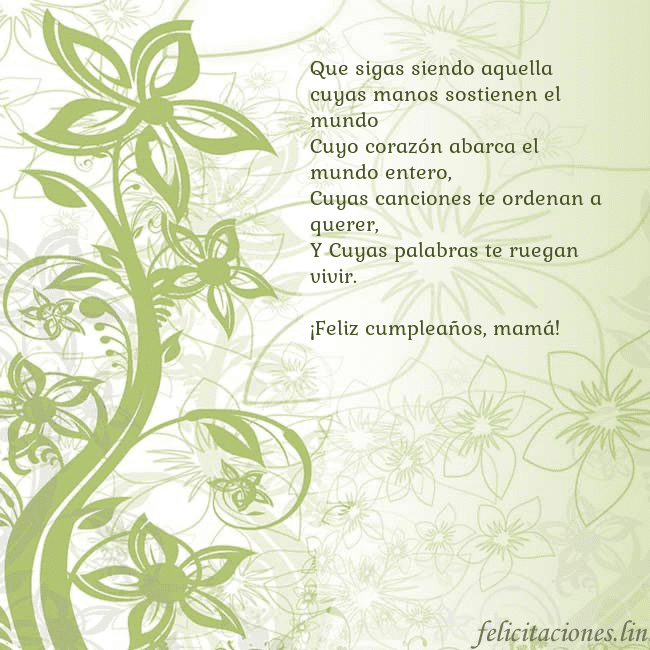 Tarjeta de cumpleaños con flores pintadas de verde Que sigas siendo aquella cuyas manos sostienen el Tarjeta de cumpleaños con flores pintadas de verde