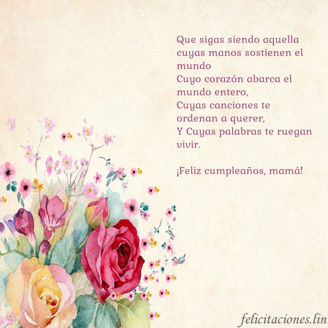 Tarjeta de cumpleaños con rosas pintadas en acuarela Que sigas siendo aquella cuyas manos sostienen el Tarjeta de cumpleaños con rosas pintadas en acuarela