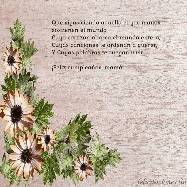 Tarjeta de cumpleaños con flores marrones Que sigas siendo aquella cuyas manos sostienen el Tarjeta de cumpleaños con flores marrones
