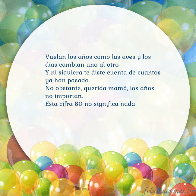Tarjeta con muchos globos de colores Vuelan los años como las aves y los días cambian u Tarjeta con muchos globos de colores