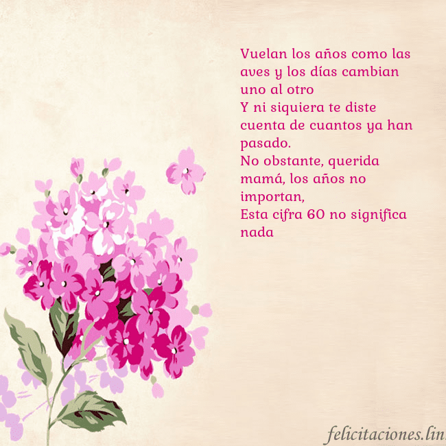 Tarjeta de cumpleaños con hortensias pintadas Vuelan los años como las aves y los días cambian u Tarjeta de cumpleaños con hortensias pintadas
