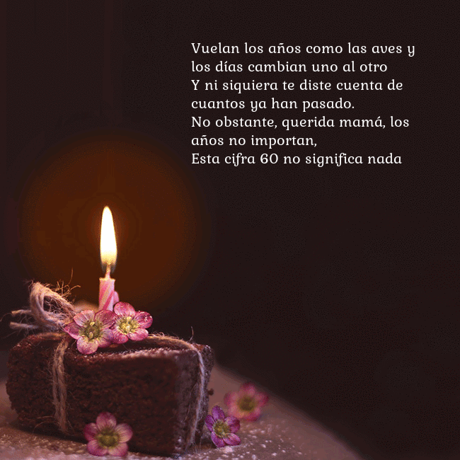 Postal animada: un pastel con una vela encendida
