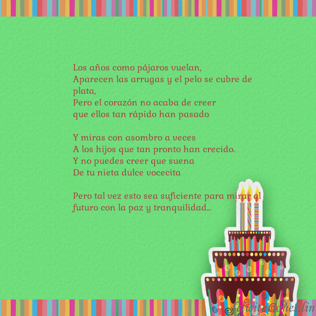 Tarjetas de cumpleaños verde con pastel y vela